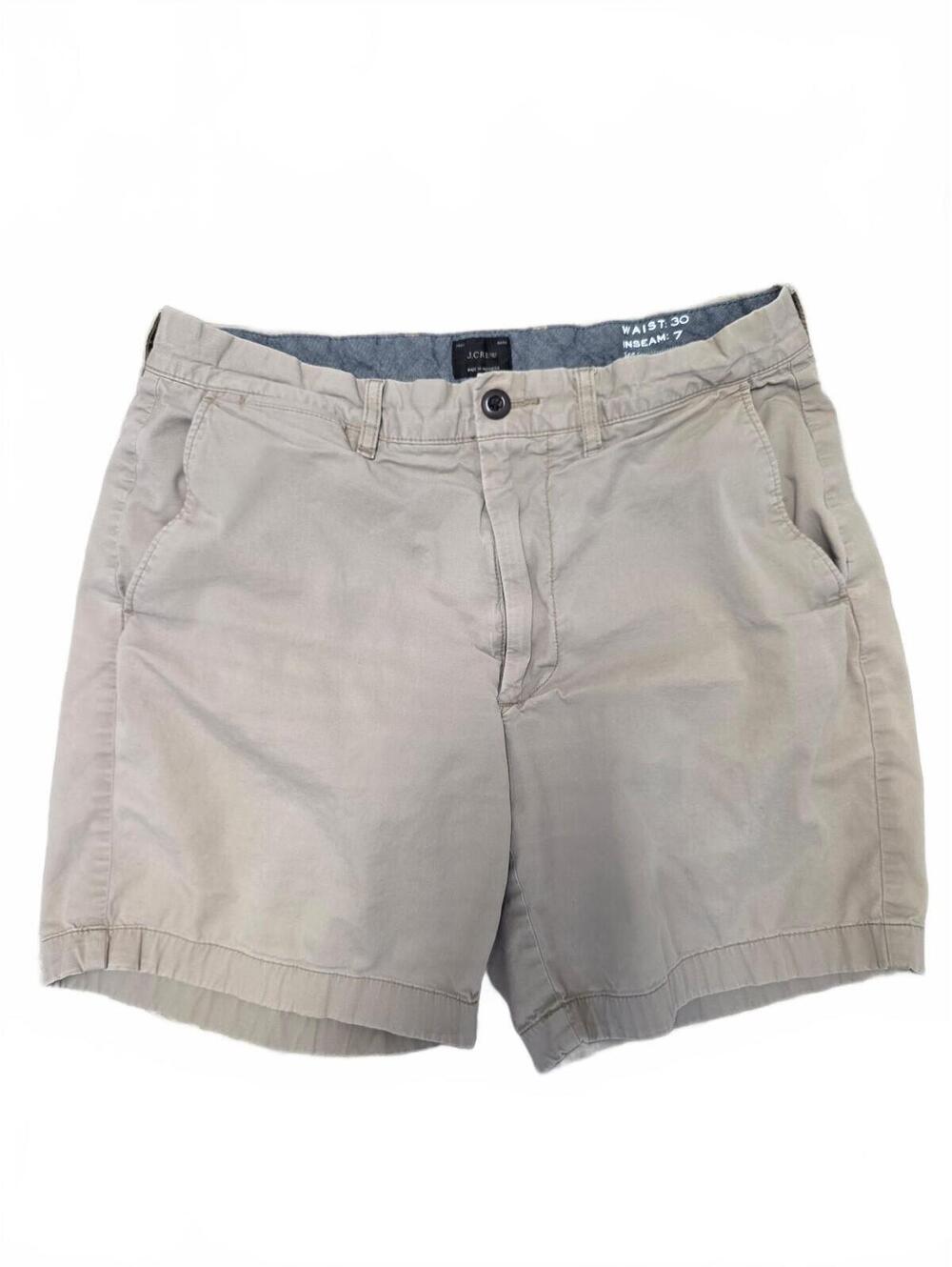 J.Crew men's khaki chino shorts size 30 Preppy Casual flat front tan  school